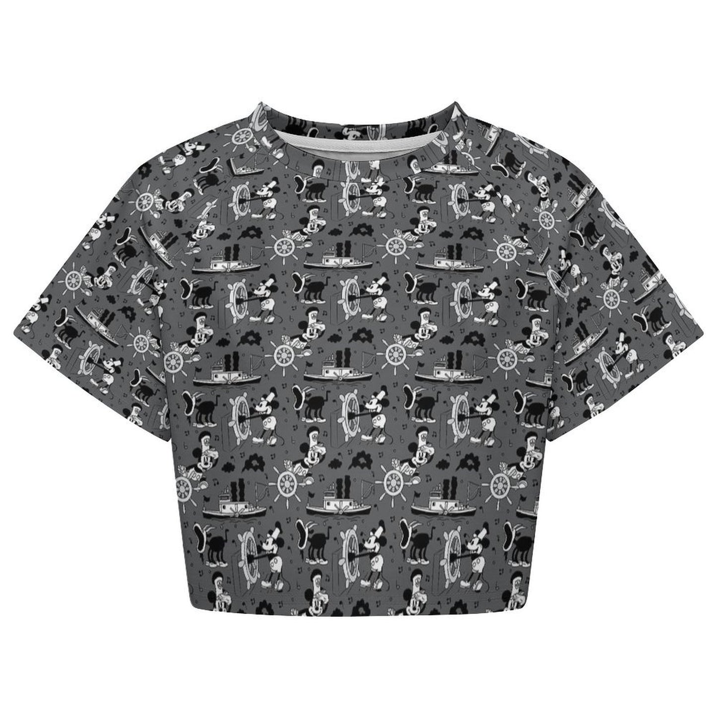 All Over Print Cropped Ralgan T-Shirt - Ambrie