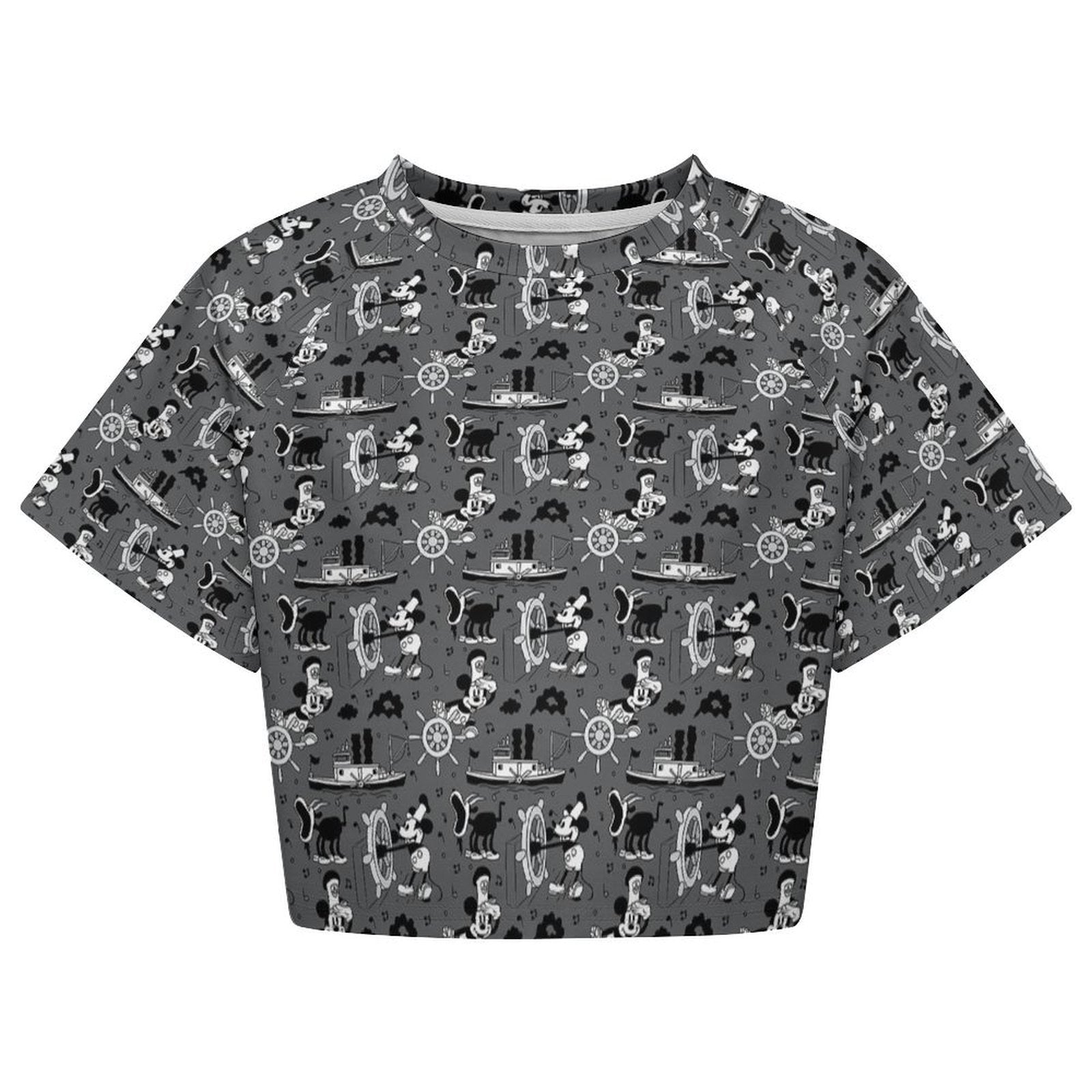 All Over Print Cropped Ralgan T-Shirt - Ambrie
