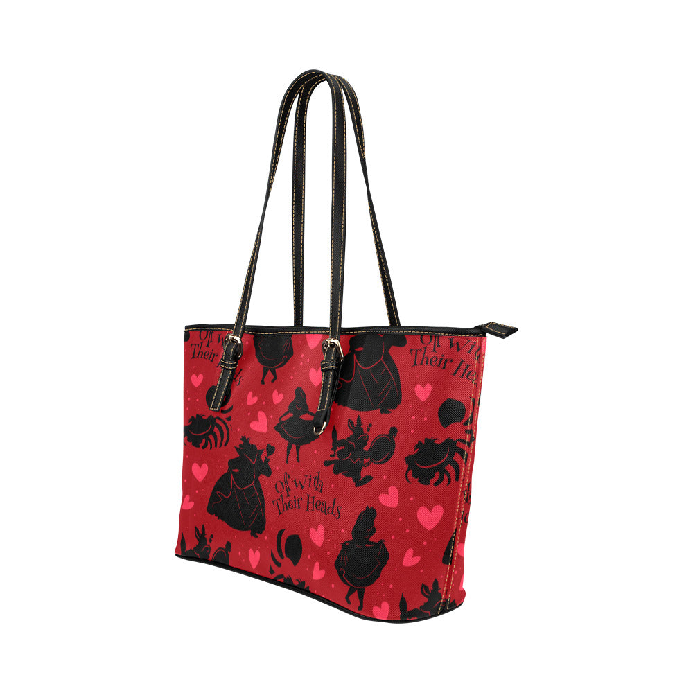 Disney Alice In Wonderland Queen Of Hearts Off With Their Heads Leather Tote Bag