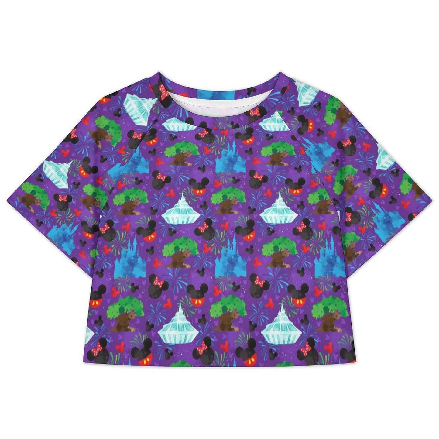 All Over Print Cropped Ralgan T-Shirt - Ambrie