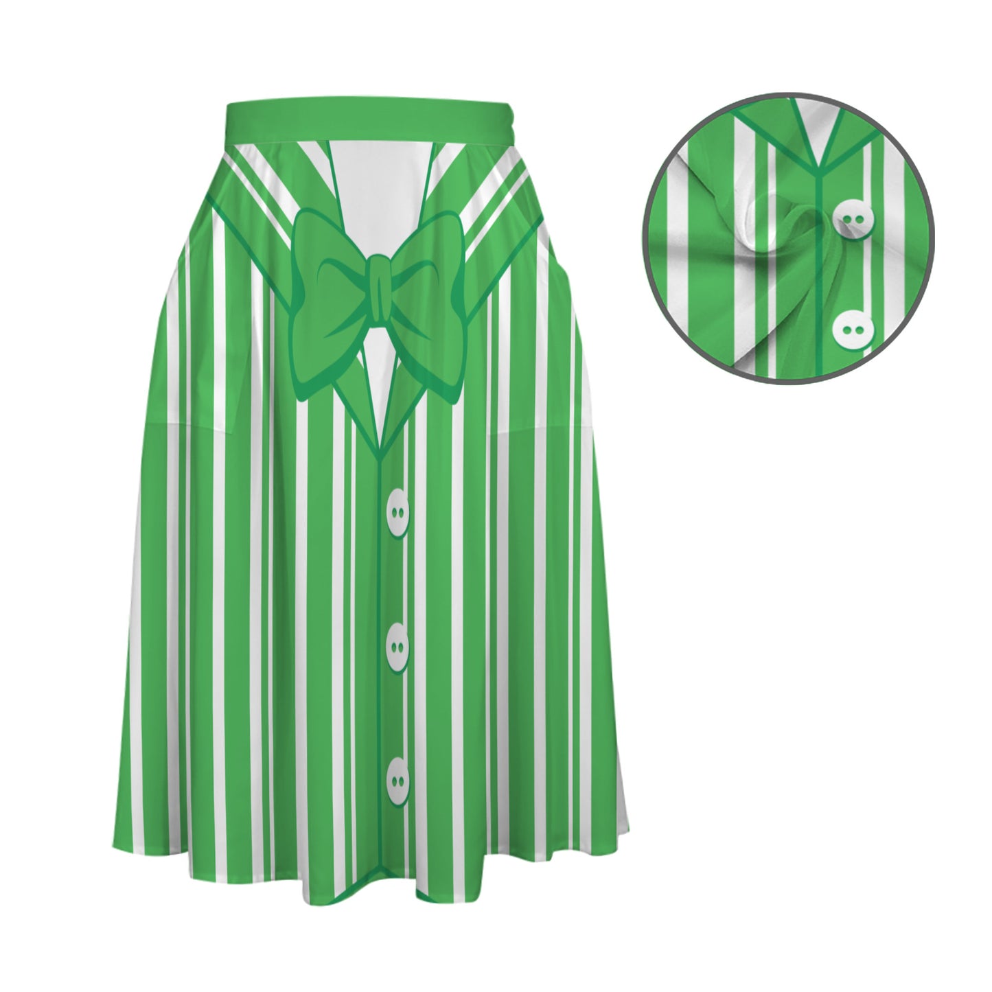 Dapper Dan Green Elastic Waist Midi Skirt With Pockets