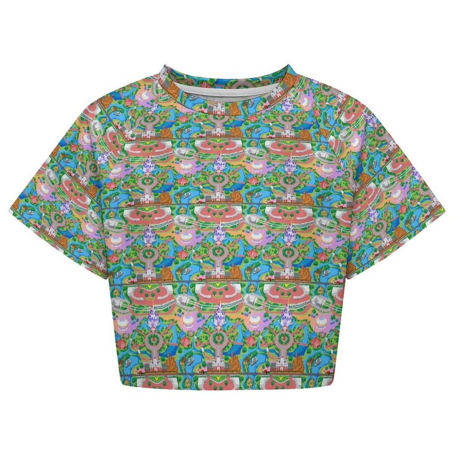 All Over Print Cropped Ralgan T-Shirt - Ambrie