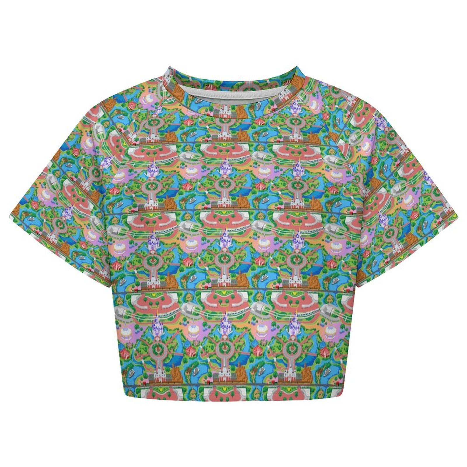All Over Print Cropped Ralgan T-Shirt - Ambrie