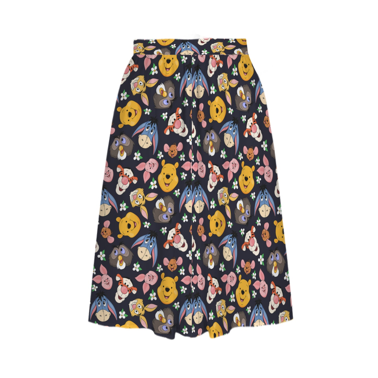 Hundred Acre Wood Friends Elastic Waist Midi Skirt With Pockets