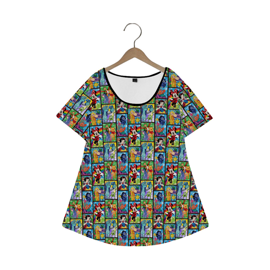 Stained Glass Characters Women's Crew Neck Loose Tunic