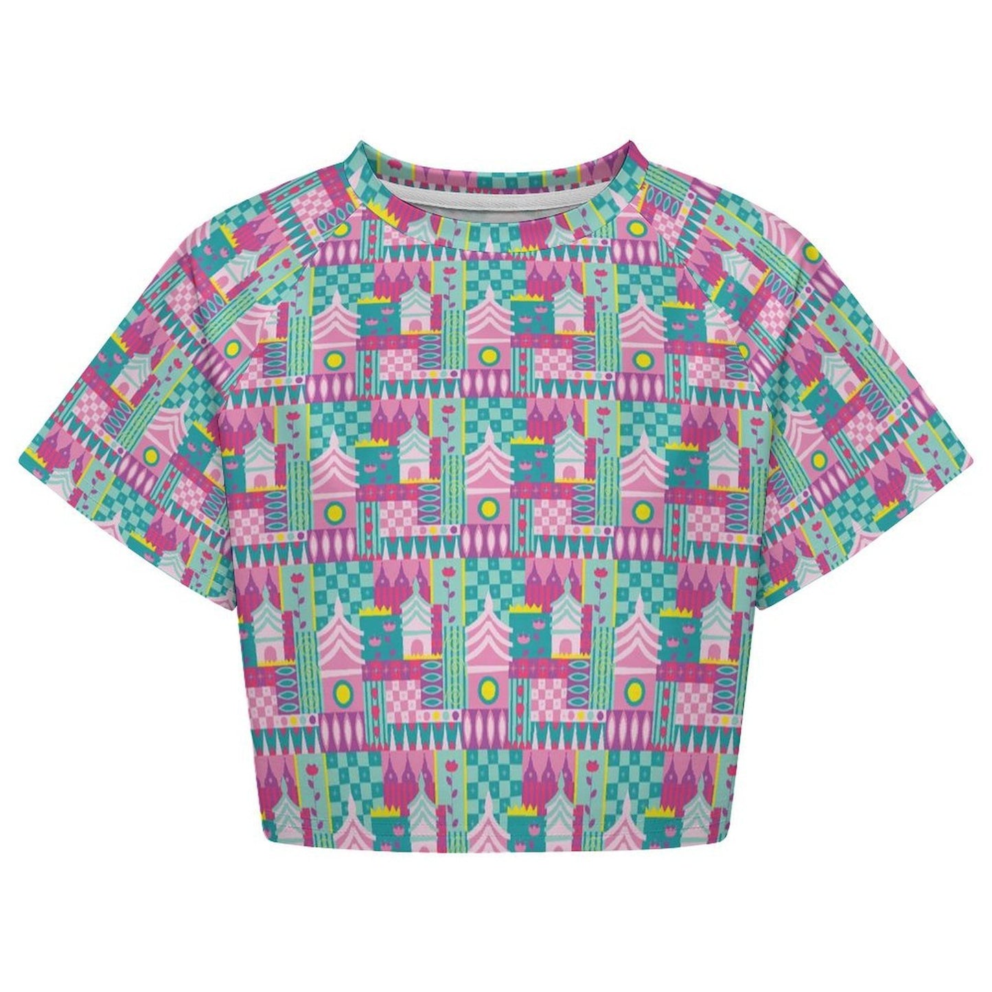 All Over Print Cropped Ralgan T-Shirt - Ambrie