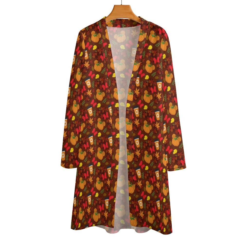 Fall Pumpkins Women's Mid-Length Cardigan