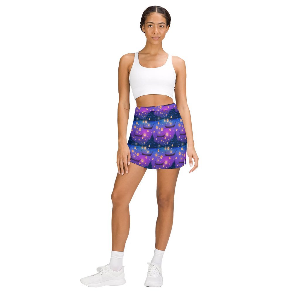 Floating Lanterns Athletic A-Line Skirt With Pocket Solid Shorts