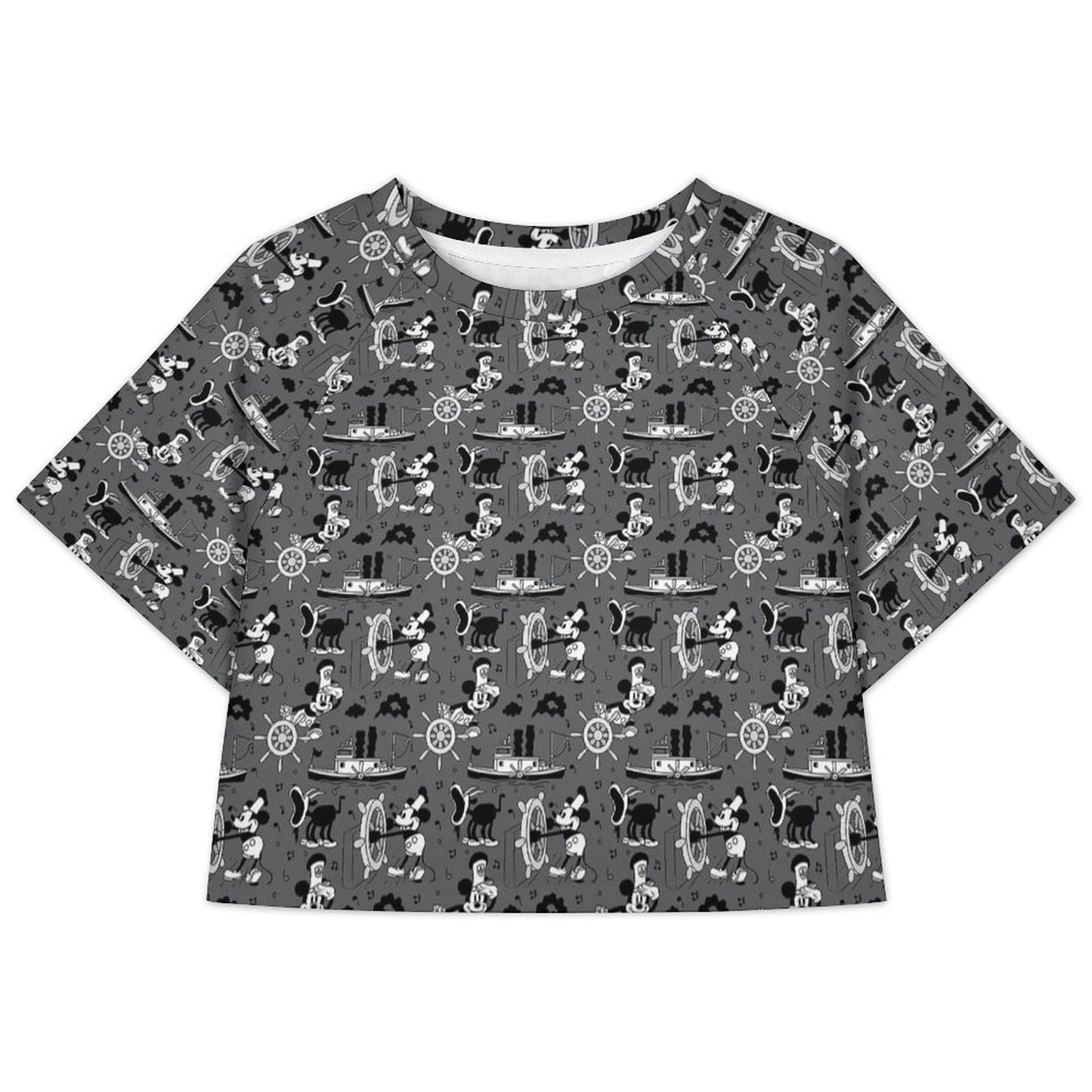 All Over Print Cropped Ralgan T-Shirt - Ambrie