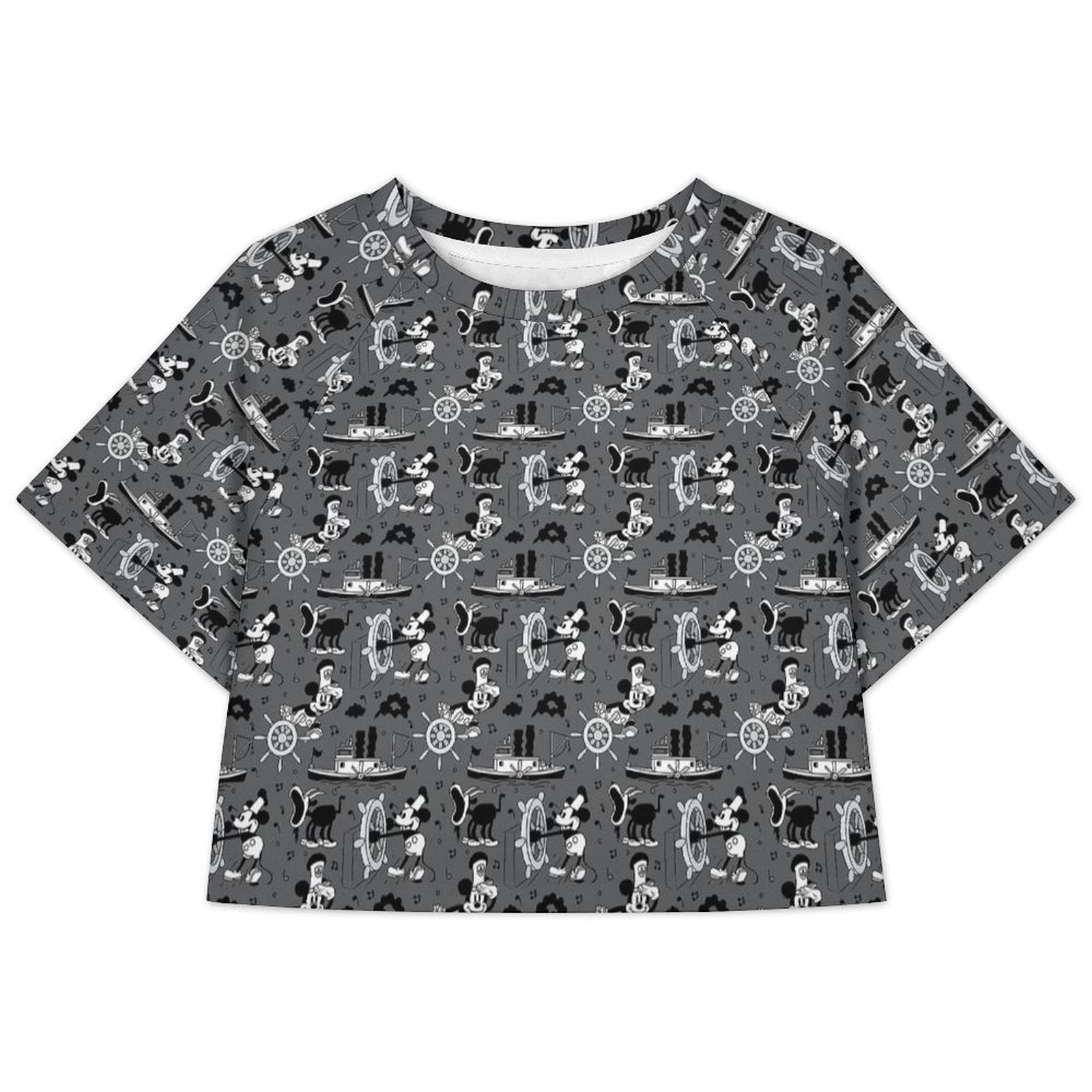 All Over Print Cropped Ralgan T-Shirt - Ambrie