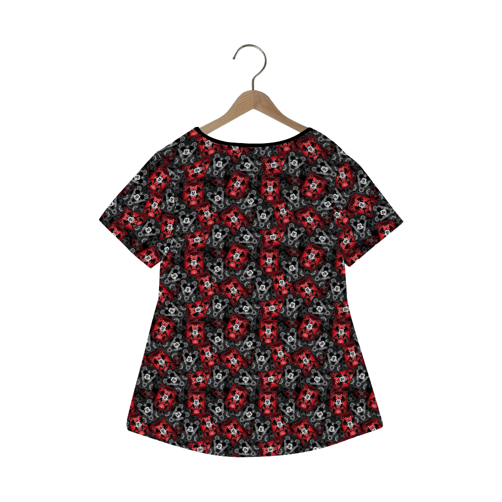 Steamboat Mickey And Minnie Cards Women's Crew Neck Loose Tunic