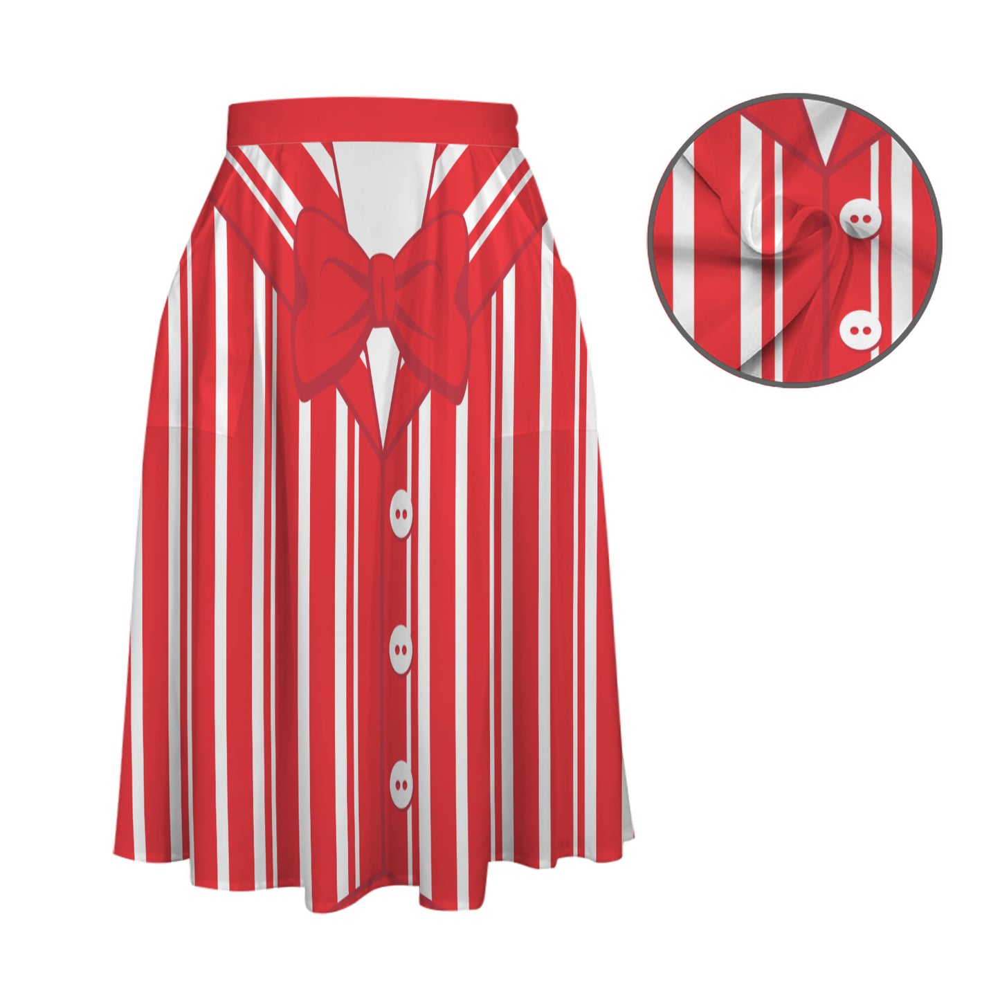 Dapper Dan Red Elastic Waist Midi Skirt With Pockets