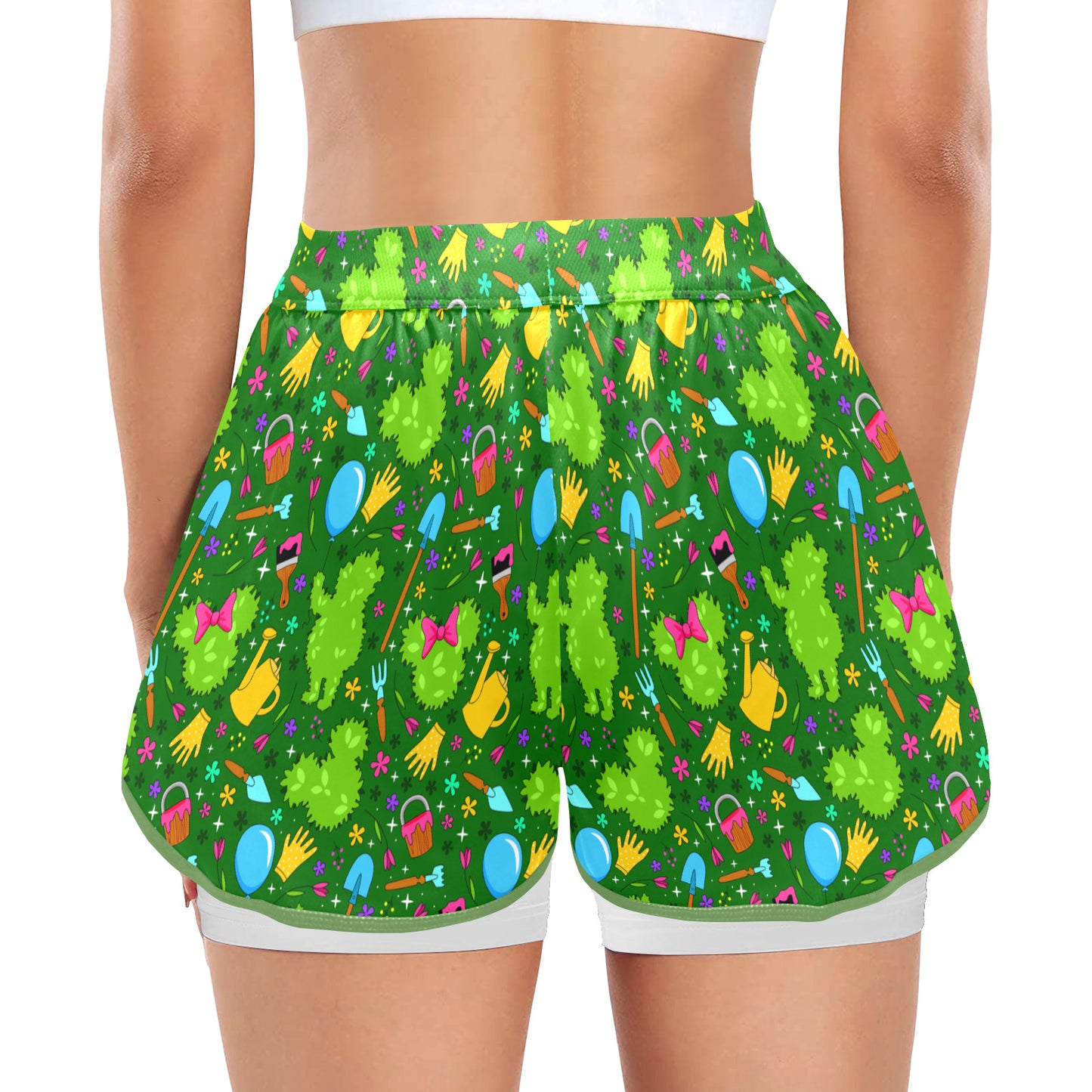 Flower And Garden Women's Sports Shorts With Compression Liner