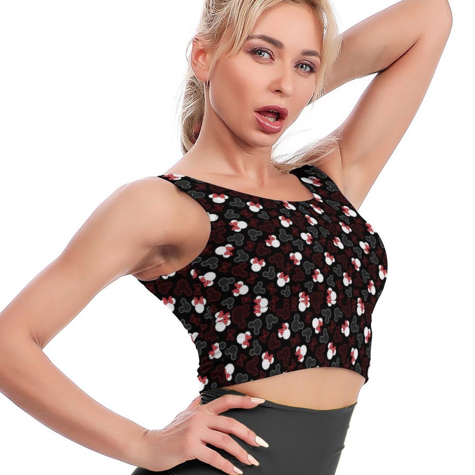 Mickey And Minnie Dots Women's Crop Tank Top - Ambrie