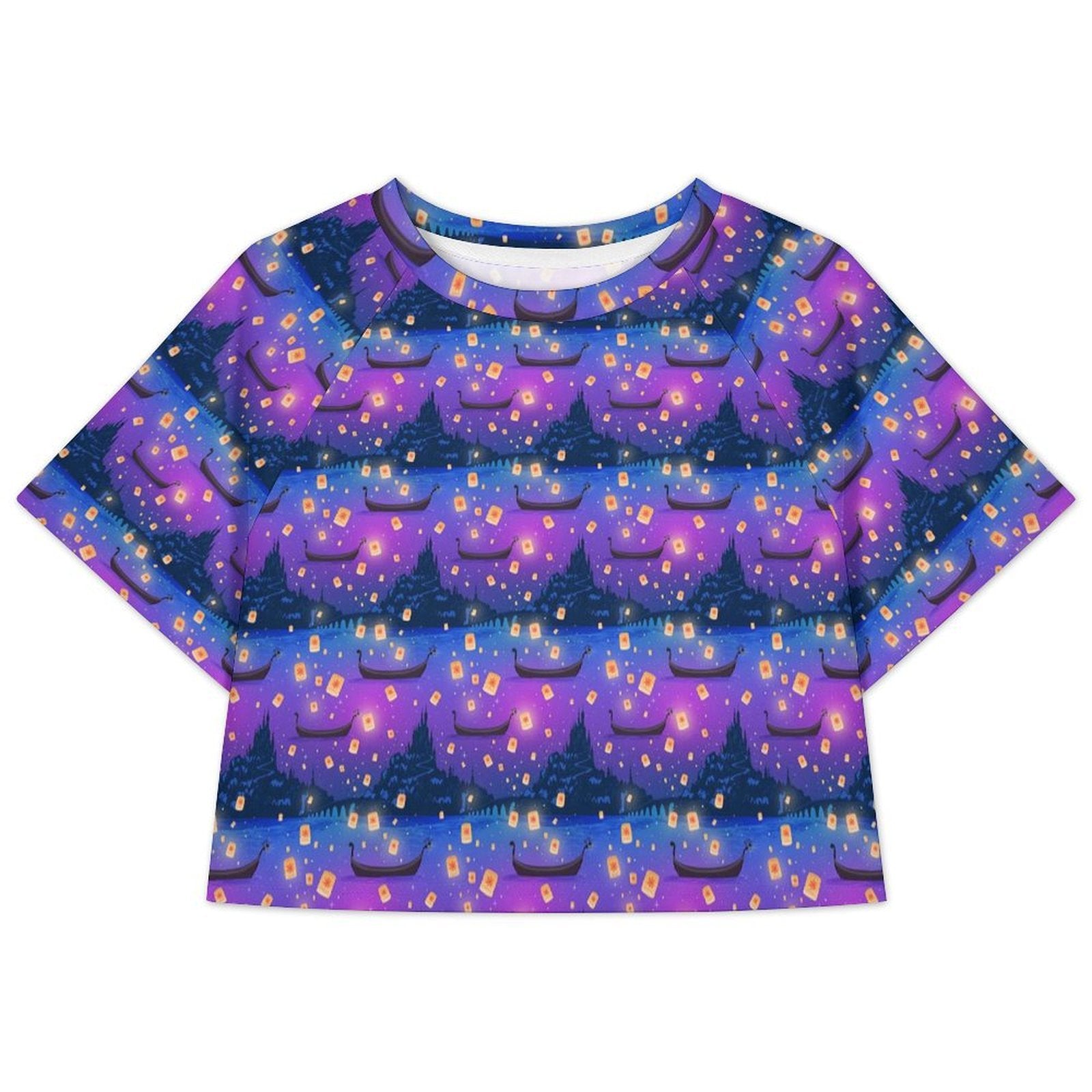 All Over Print Cropped Ralgan T-Shirt - Ambrie