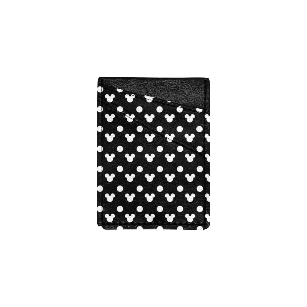 Black With White Mickey Polka Dots Cell Phone Card Holder