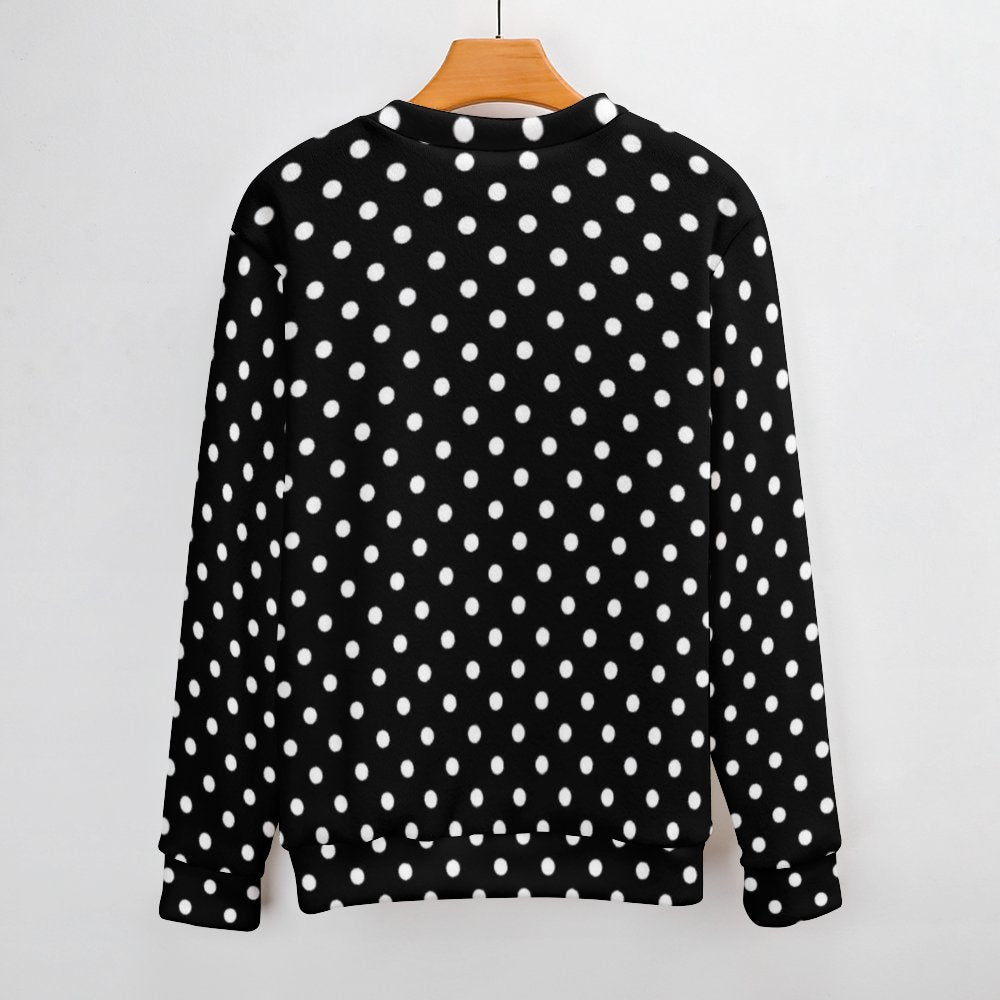 Black With White Polka Dots Unisex Crewneck Sweater