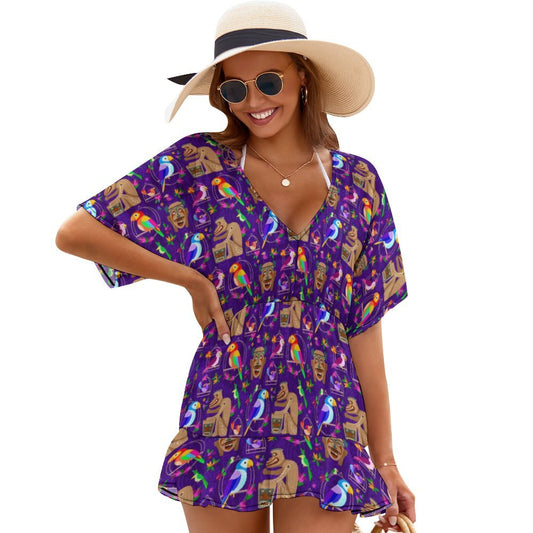 Tiki Plays The Drums Women's Swimsuit Coverup