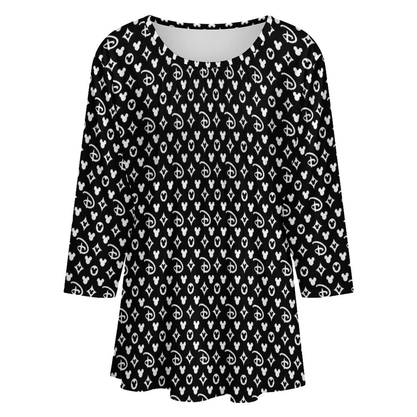 Designer Women's 3/4 Sleeve Pleated Tunic Top - Ambrie