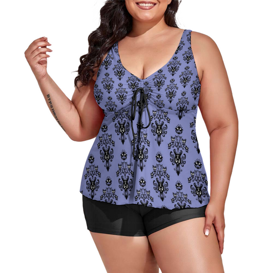 Haunted Mansion Wallpaper Two Piece Tankini Women's Swimsuit