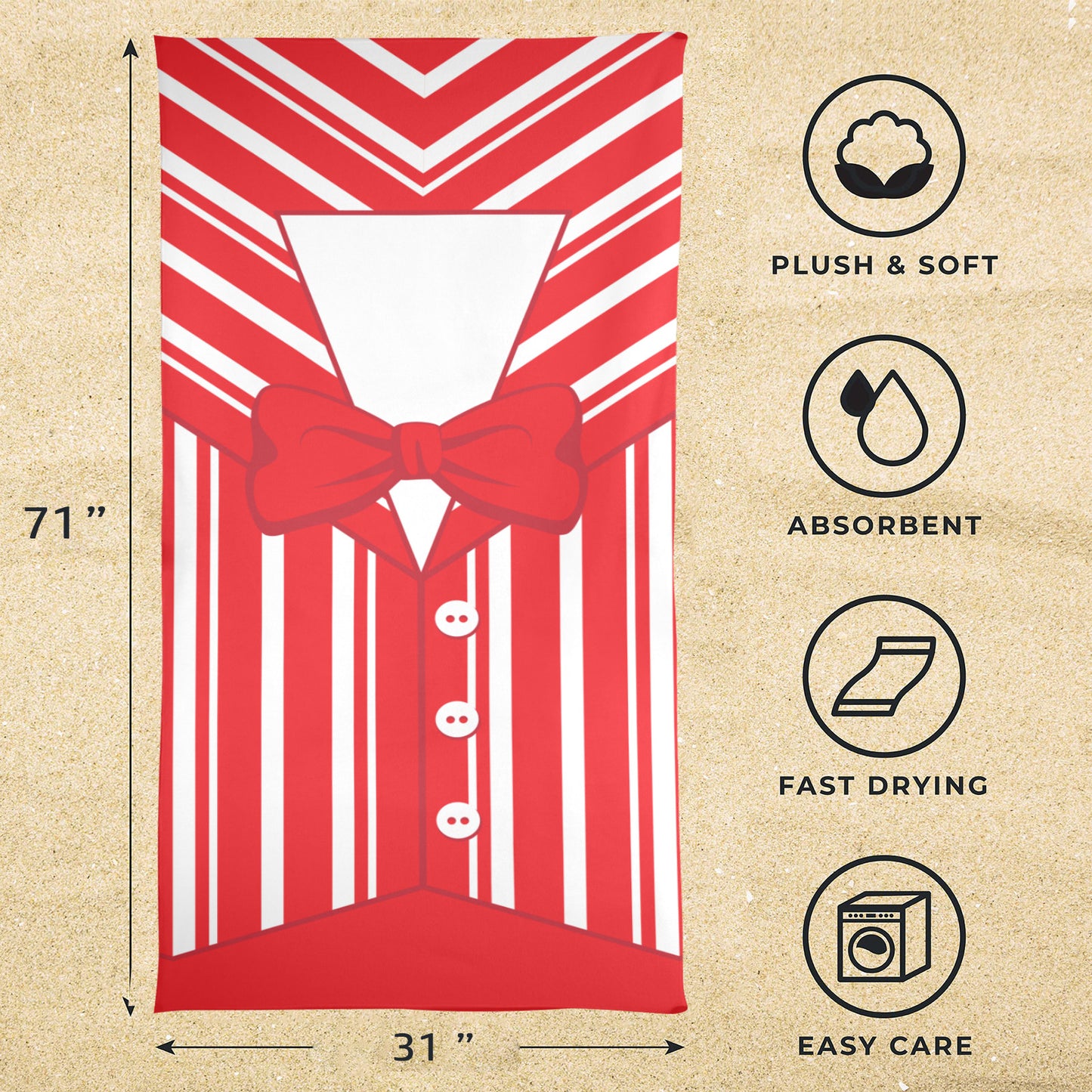 Dapper Red Beach Towel
