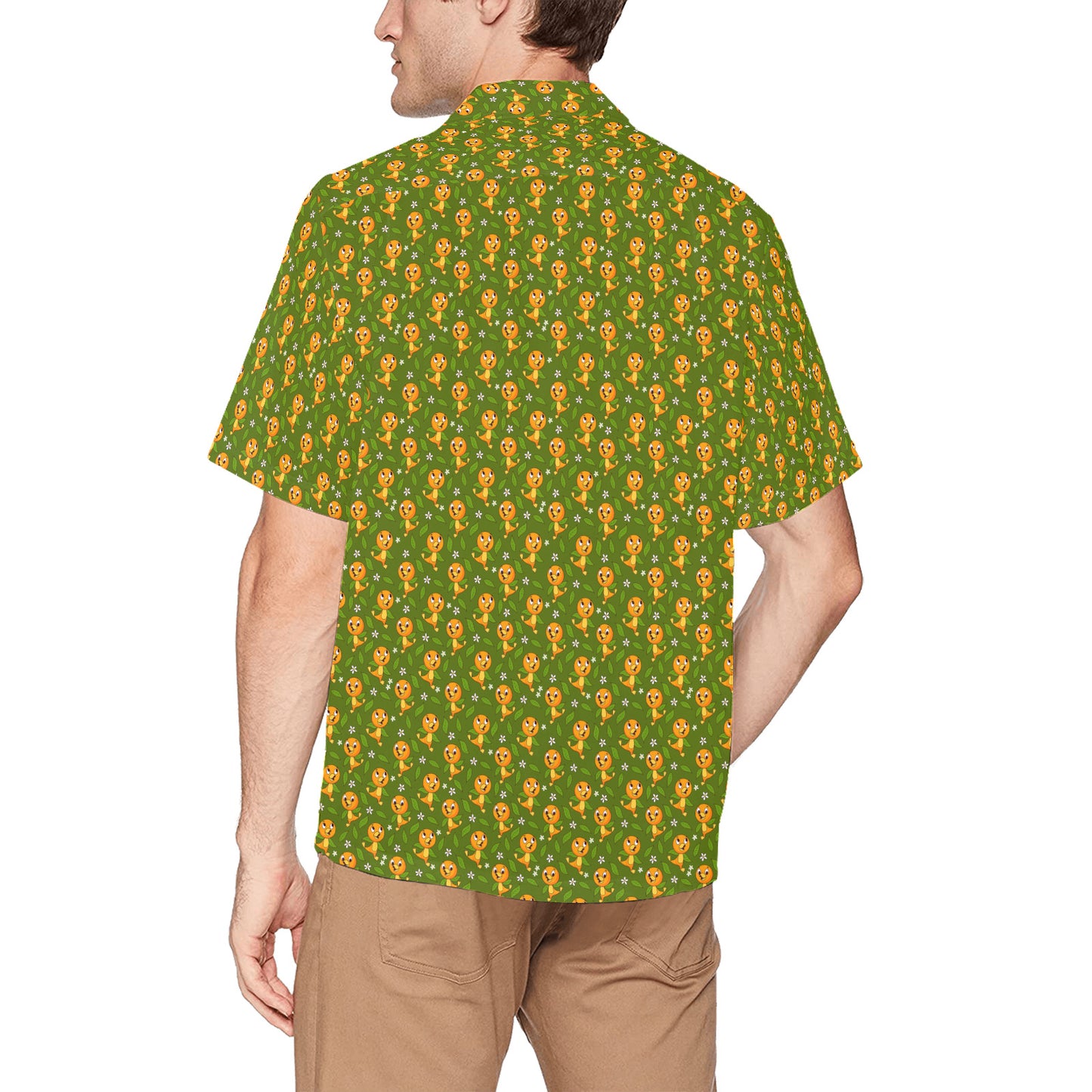 Orange Bird Hawaiian Shirt With Chest Pocket - Ambrie