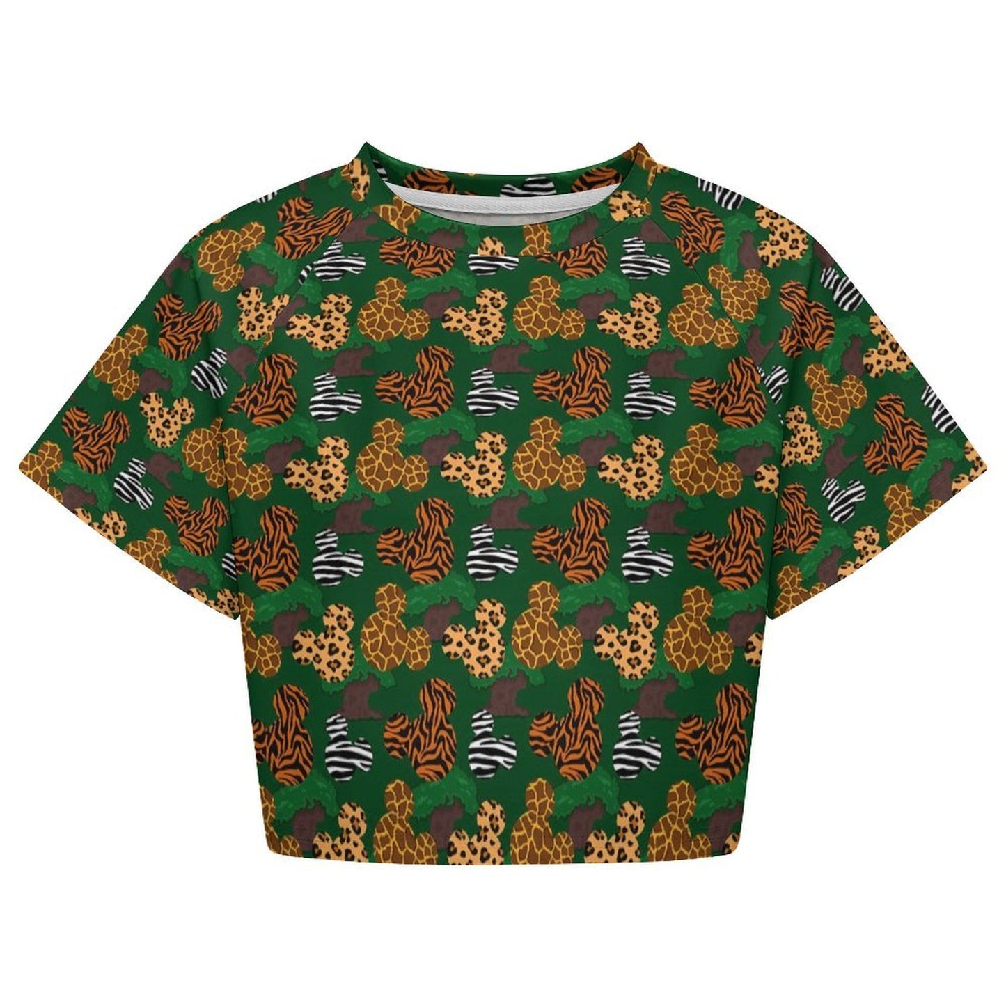 All Over Print Cropped Ralgan T-Shirt - Ambrie