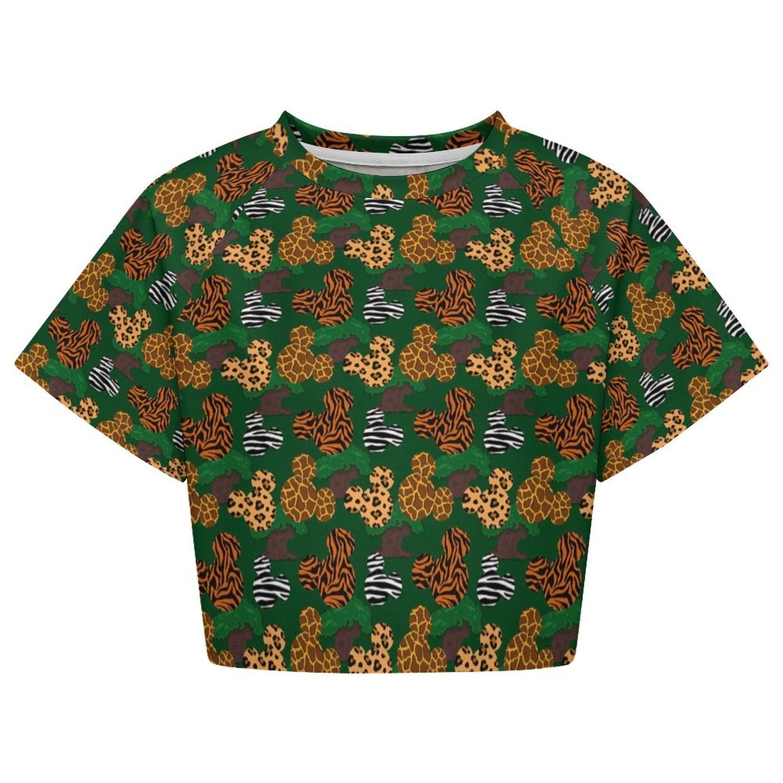 All Over Print Cropped Ralgan T-Shirt - Ambrie