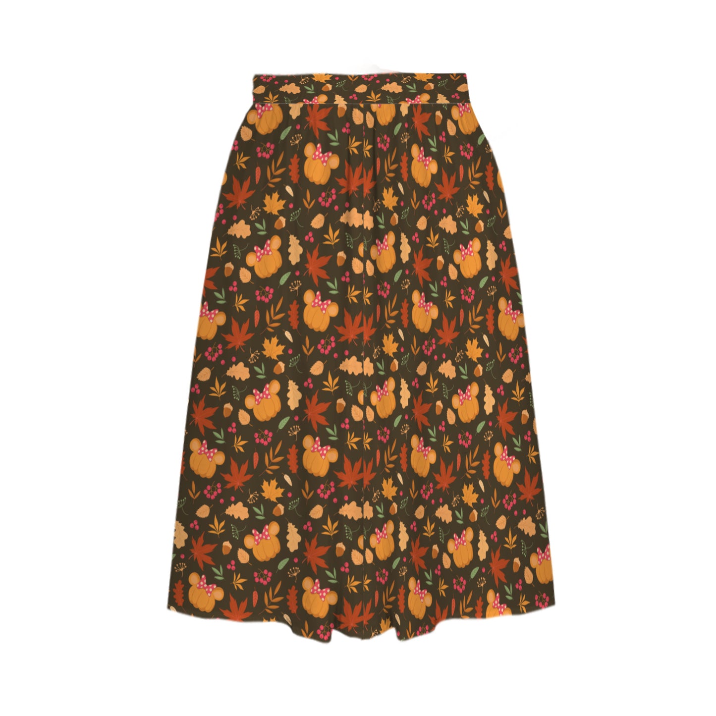Pumpkins Elastic Waist Midi Skirt With Pockets
