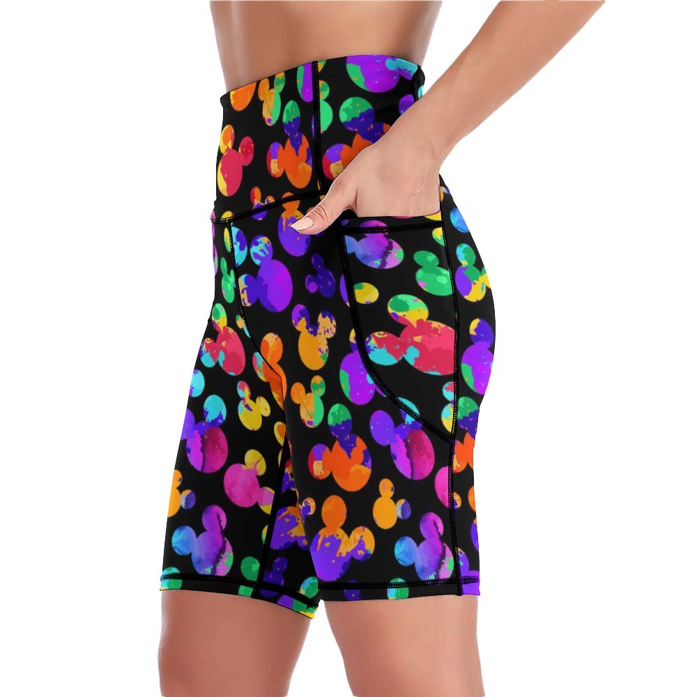 Watercolor Women's Knee Length Athletic Yoga Shorts With Pockets