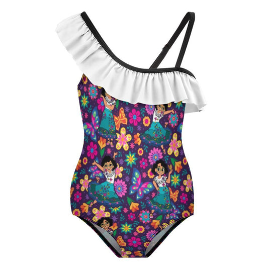 Encanto Mirabel Madrigal Girls Flounce One-Piece Swimsuit