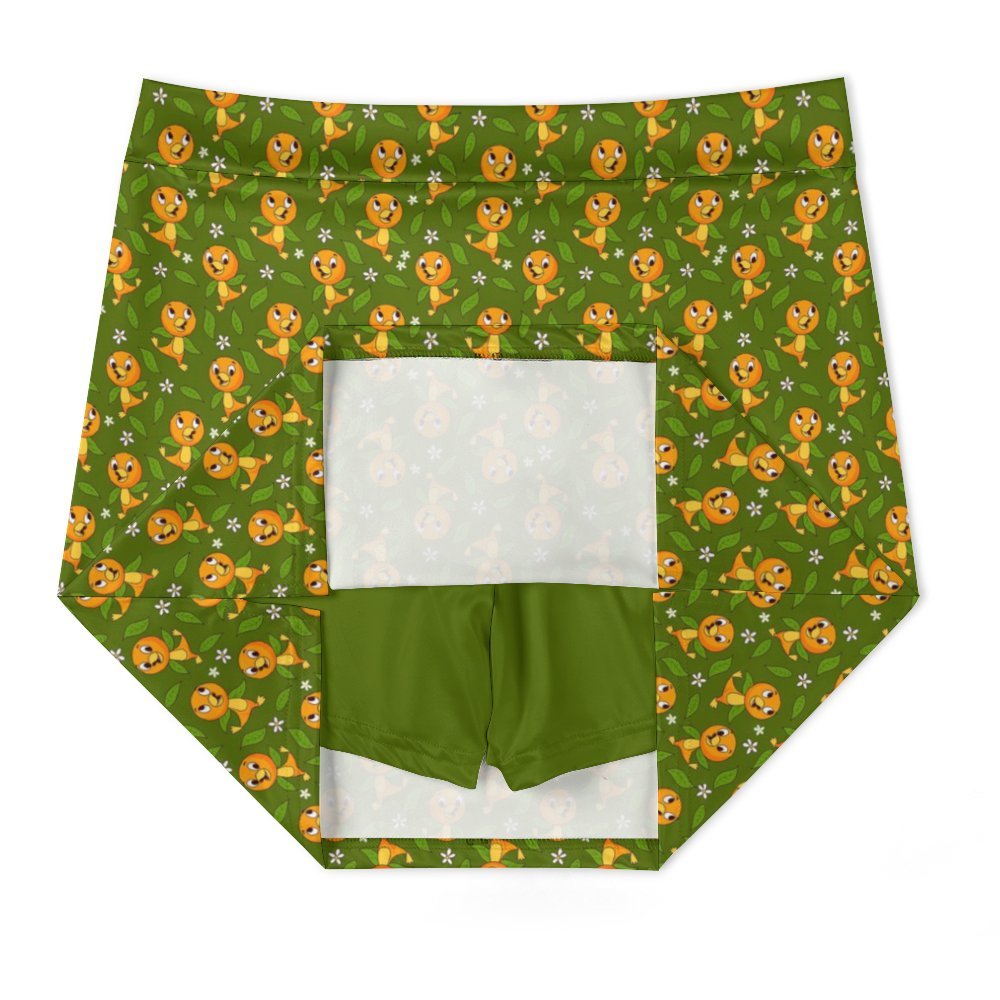 Orange Bird Athletic A-Line Skirt With Pocket Solid Shorts