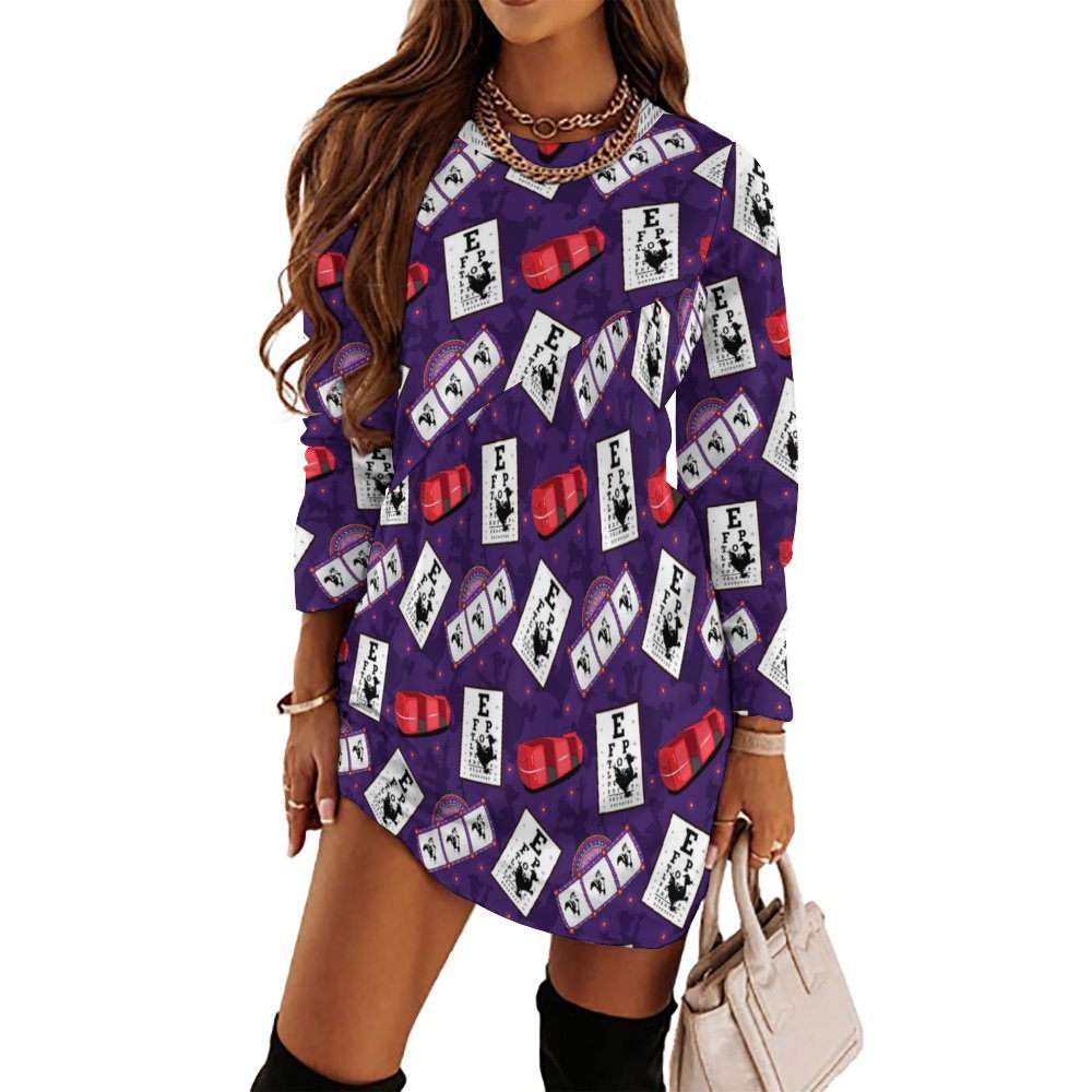 Disney Epcot Figment Imagination Long Sleeve Patchwork T-shirt Dress