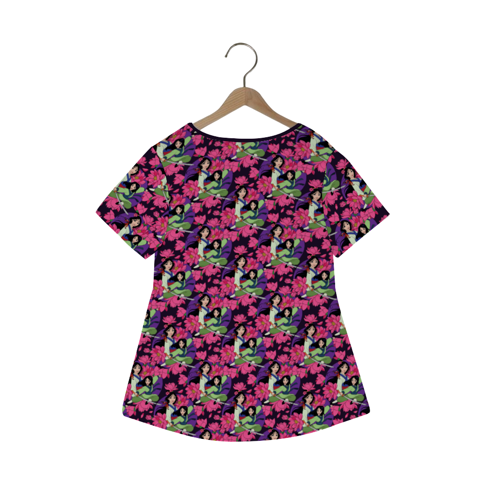 Blooming Flowers Women's Crew Neck Loose Tunic