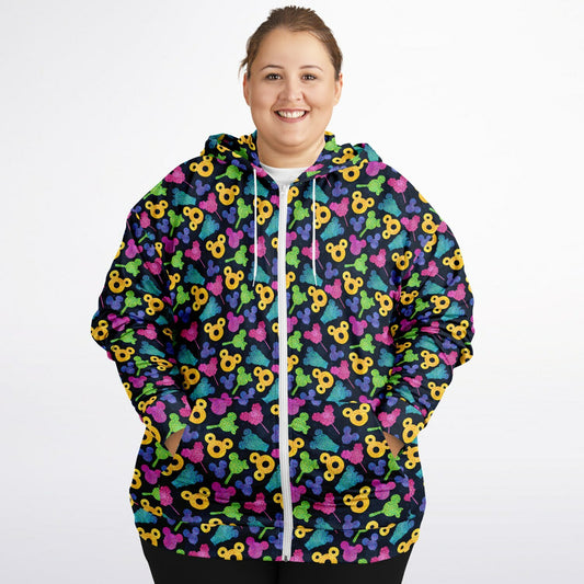 Glitter Park Snacks Plus-size Unisex Zip Hoodie