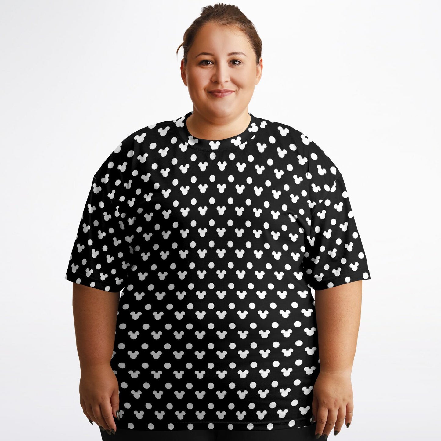 Black With White Mickey Polka Dots Unisex Plus-size T-Shirt