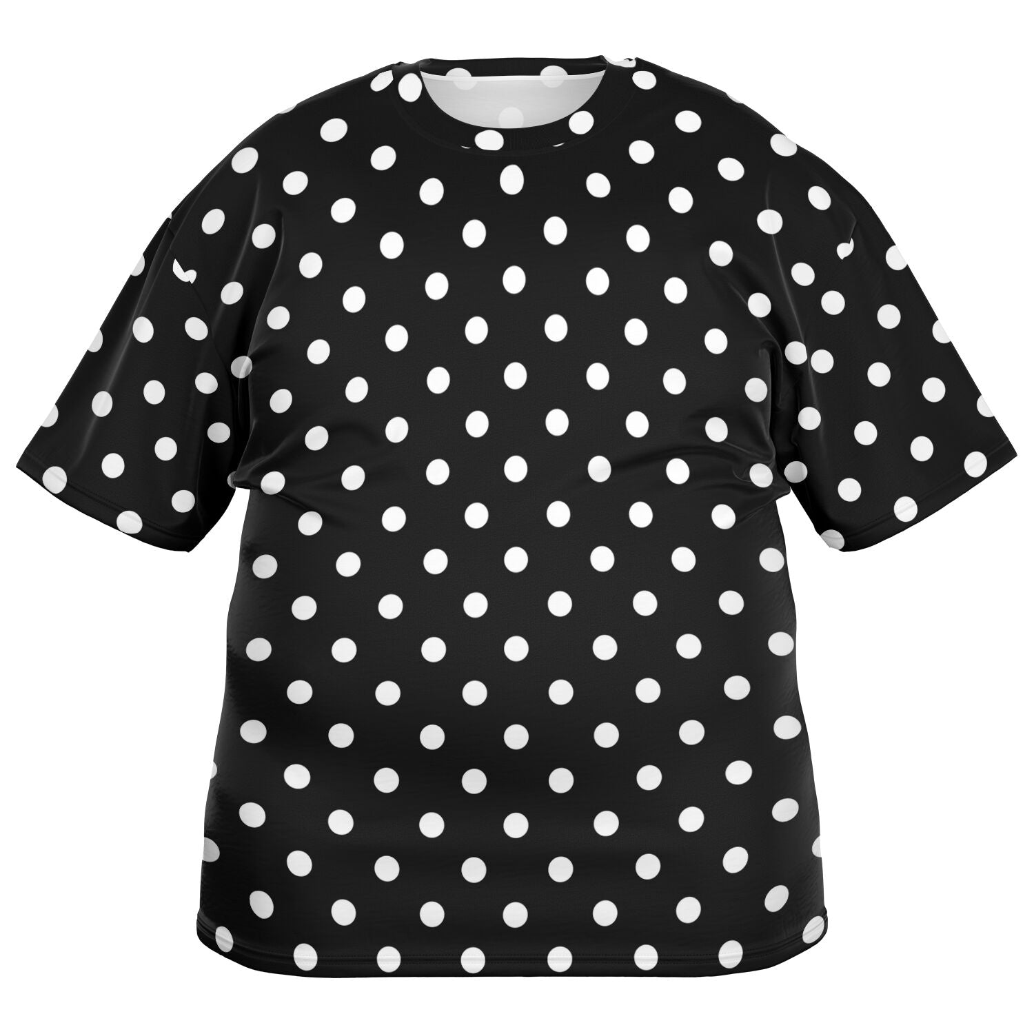Black With White Polka Dots Unisex Plus size T Shirt