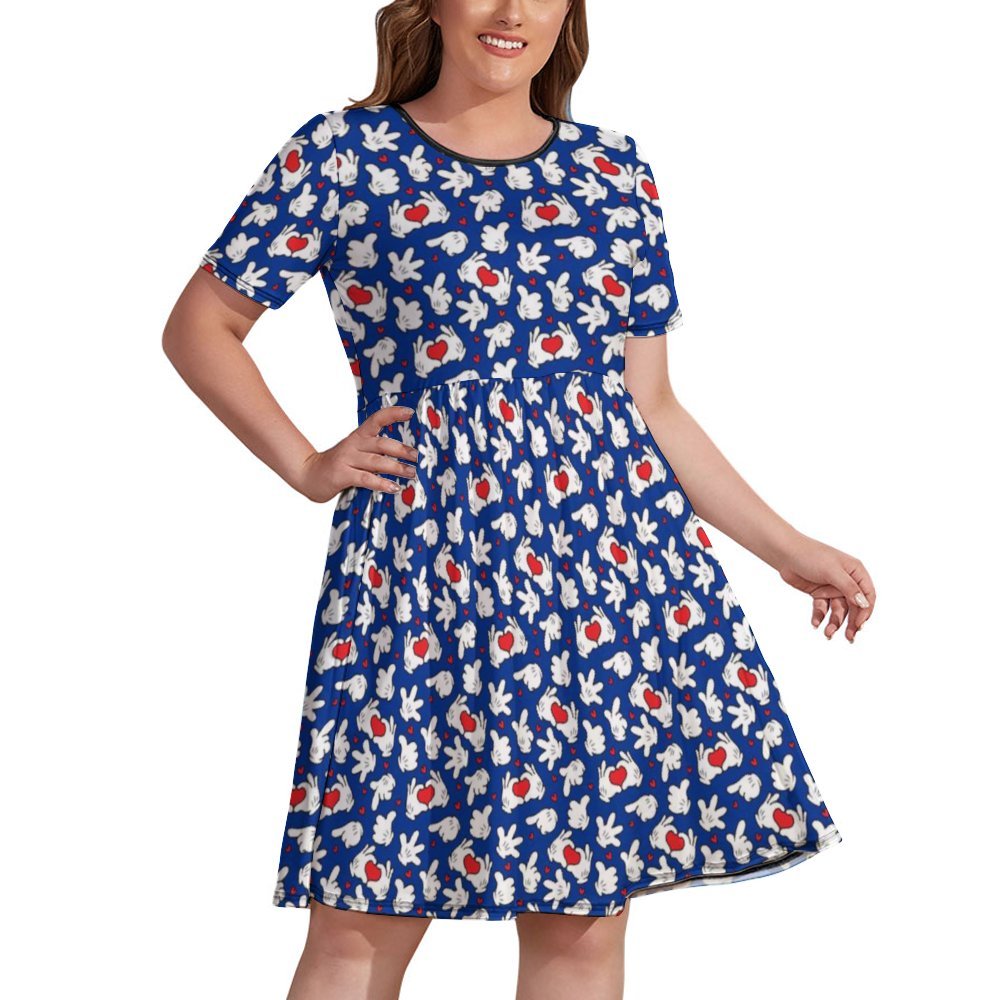 Happy Hands Women's Round Neck Plus Size Dress With Pockets