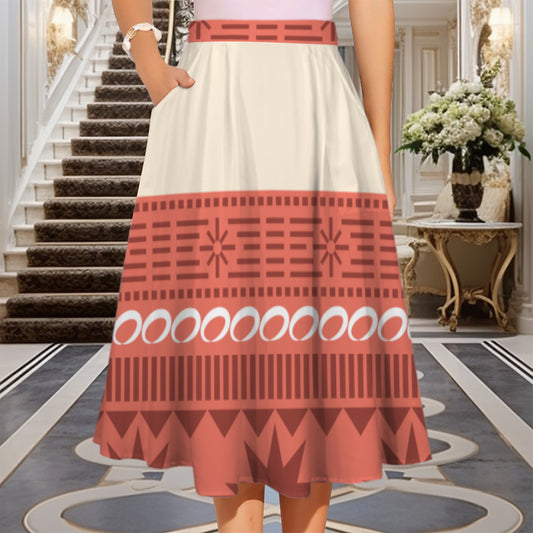 Moana Elastic Waist Midi Skirt With Pockets