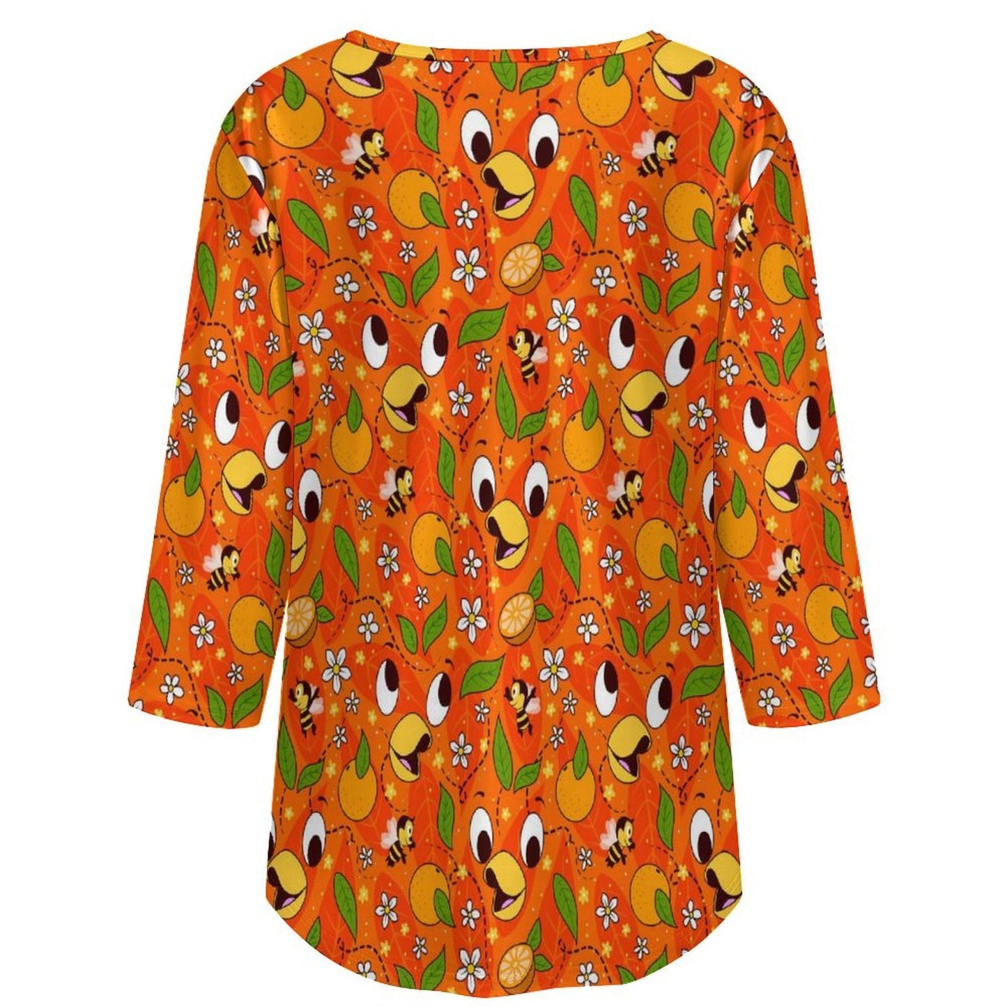 Orange Bird Women's 3/4 Sleeve Pleated Tunic Top - Ambrie
