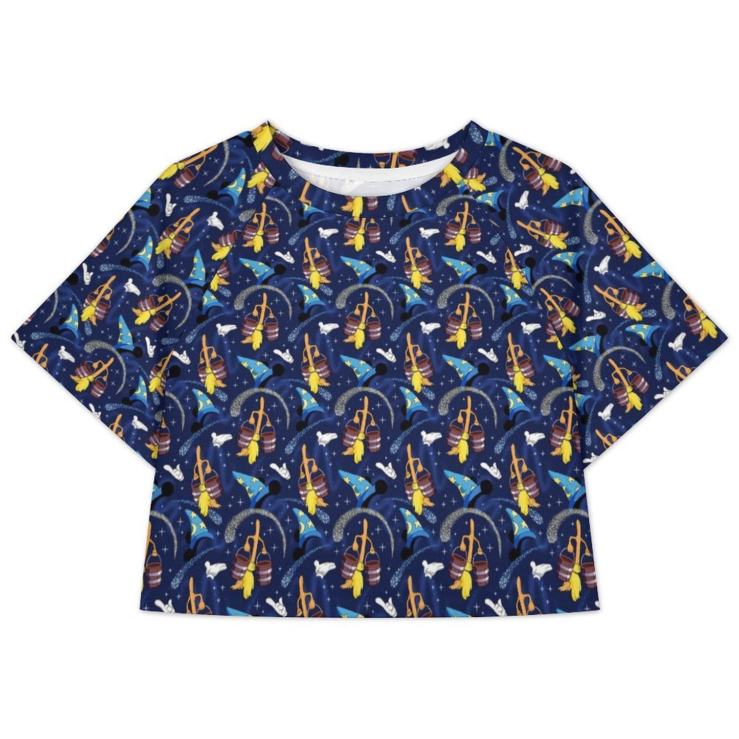 All Over Print Cropped Ralgan T-Shirt - Ambrie