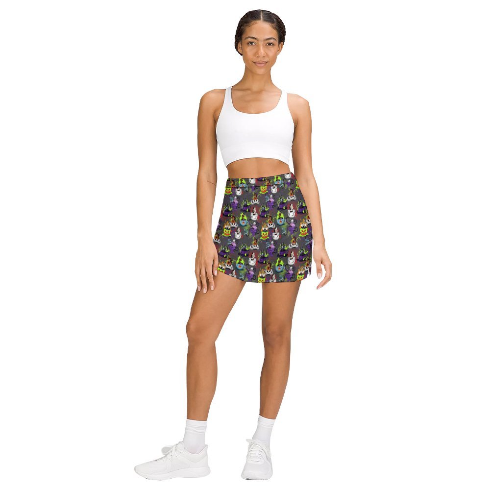 Villain Tea Cups Athletic A-Line Skirt With Pocket Solid Shorts