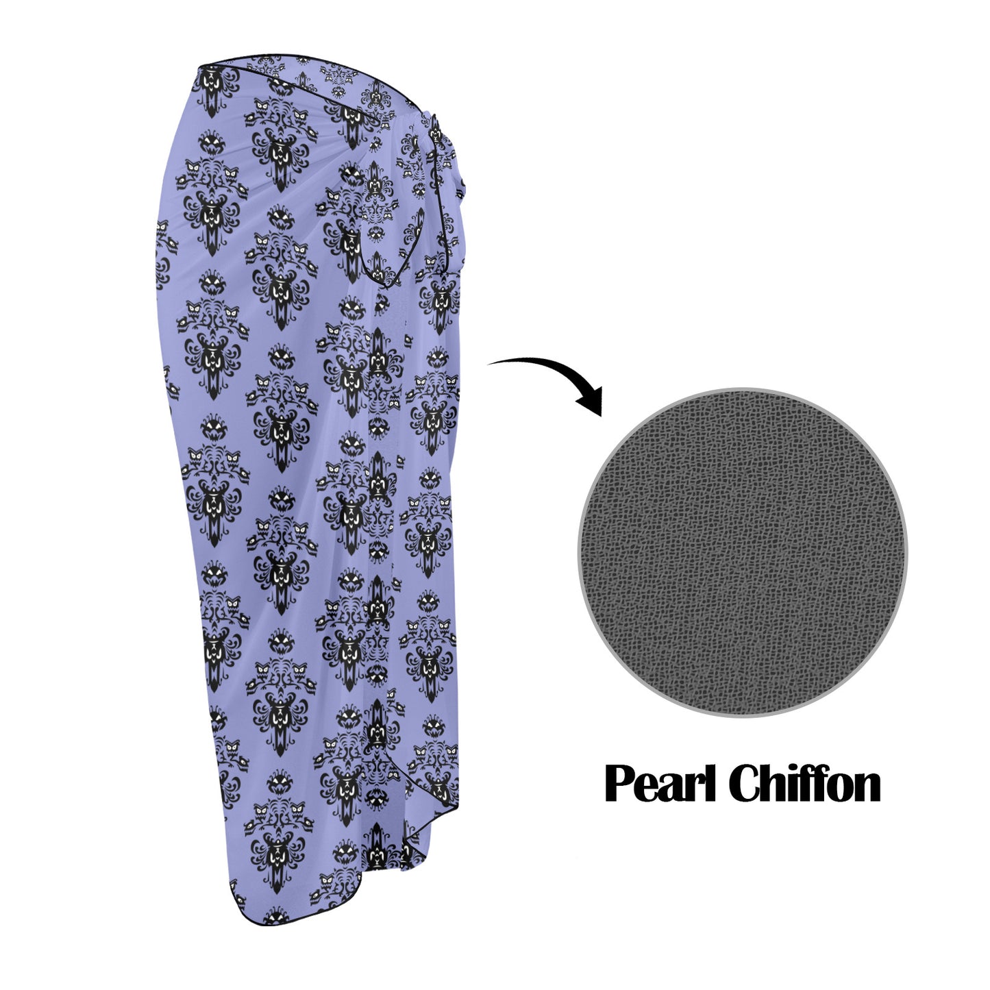 Haunted Mansion Wallpaper Long Beach Sarong Wrap