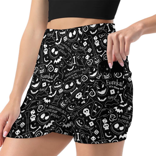 Disney Nightmare Before Christmas Everybody Scream Athletic A-Line Skirt With Pocket