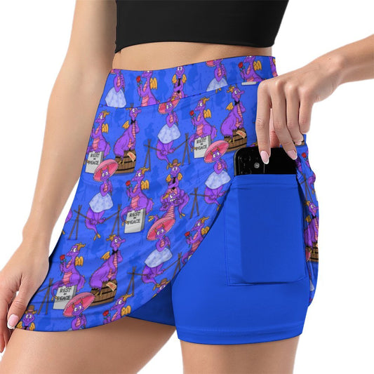 Haunted Mansion Figment Athletic A-Line Skirt With Pocket Solid Shorts