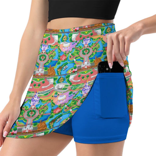 Park Map Athletic A-Line Skirt With Pocket Solid Shorts