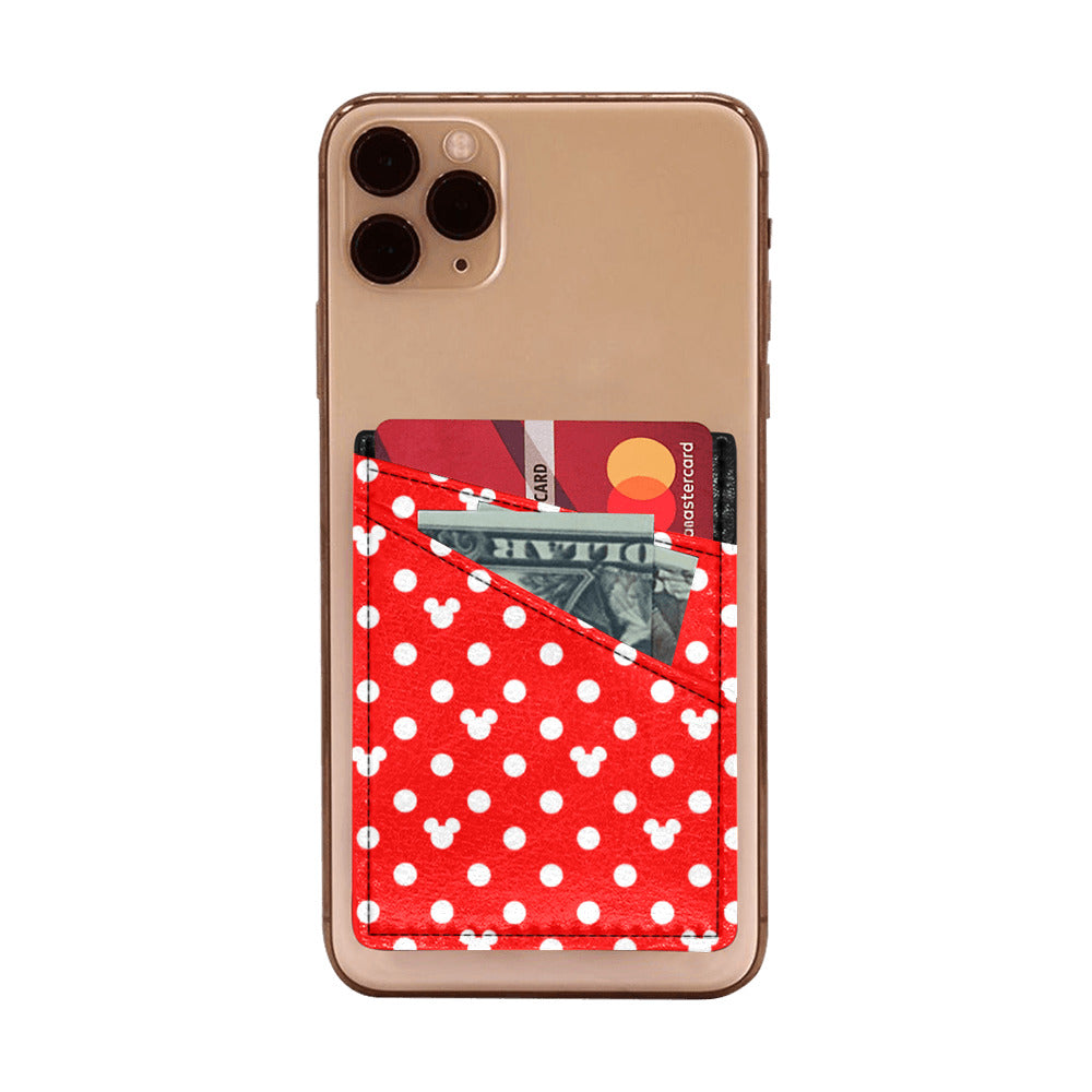 Red With White Mickey Polka Dots Cell Phone Card Holder