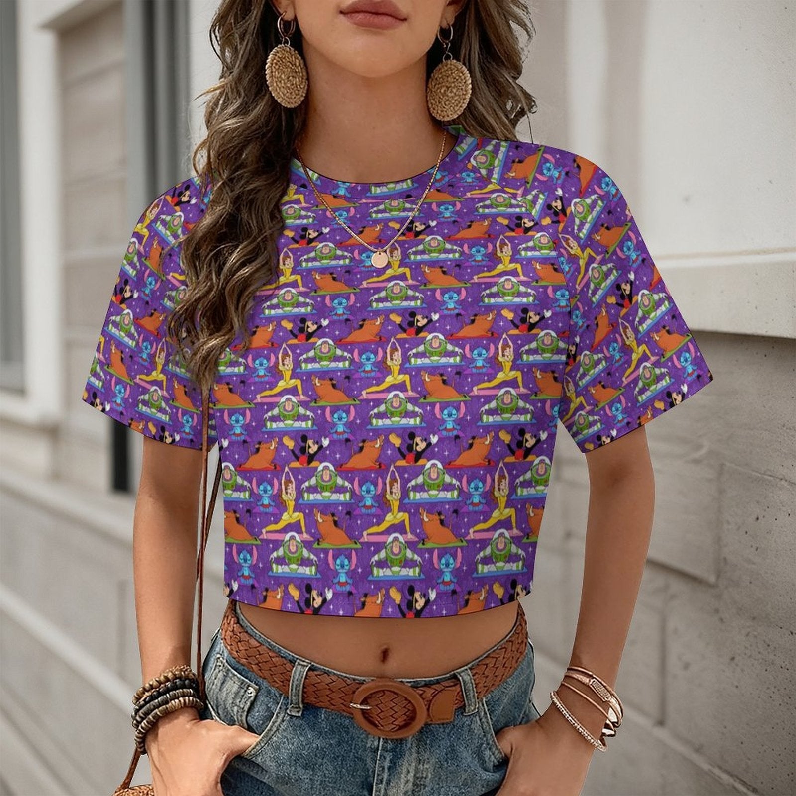 All Over Print Cropped Ralgan T-Shirt - Ambrie