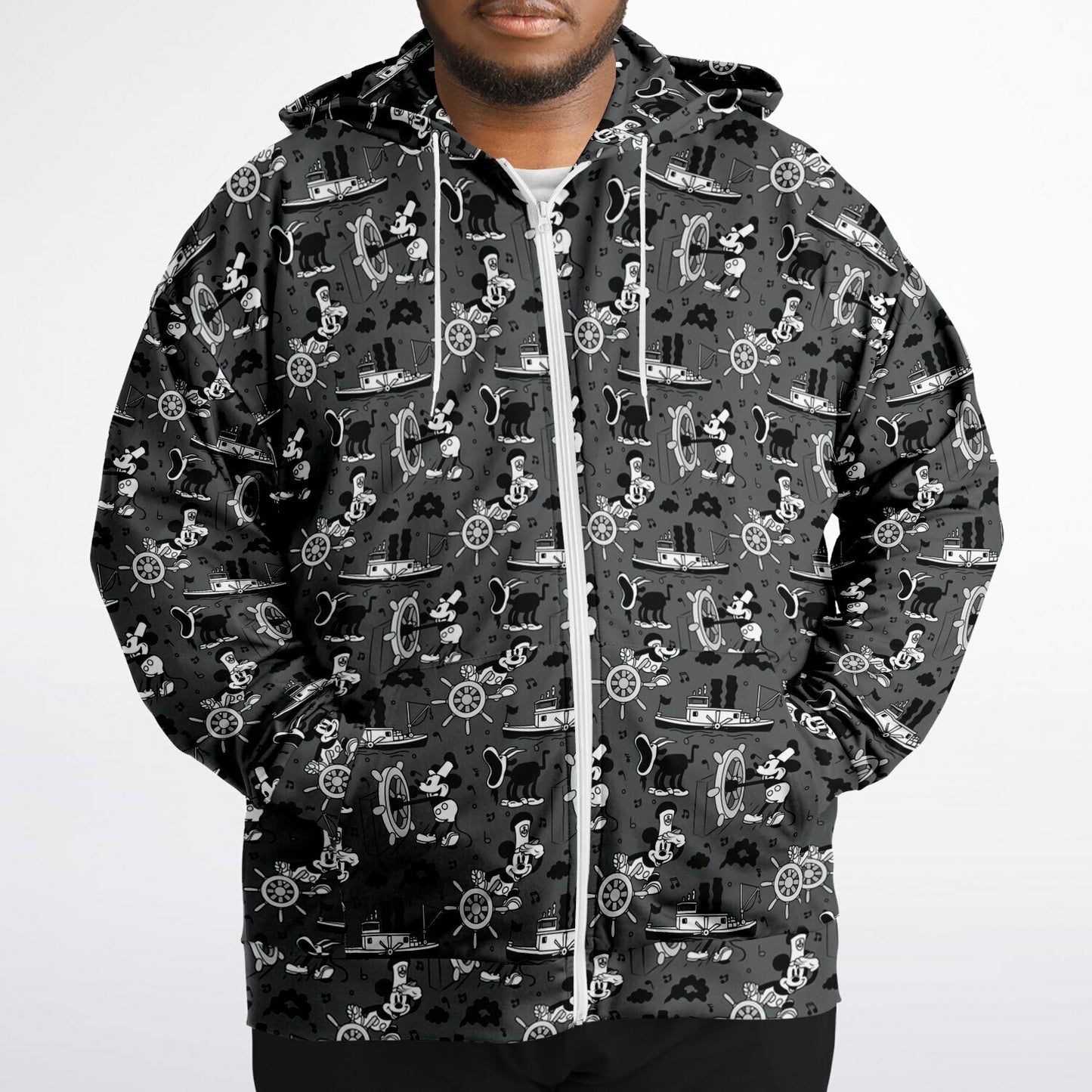 Steamboat Mickey Plus-size Unisex Zip Hoodie