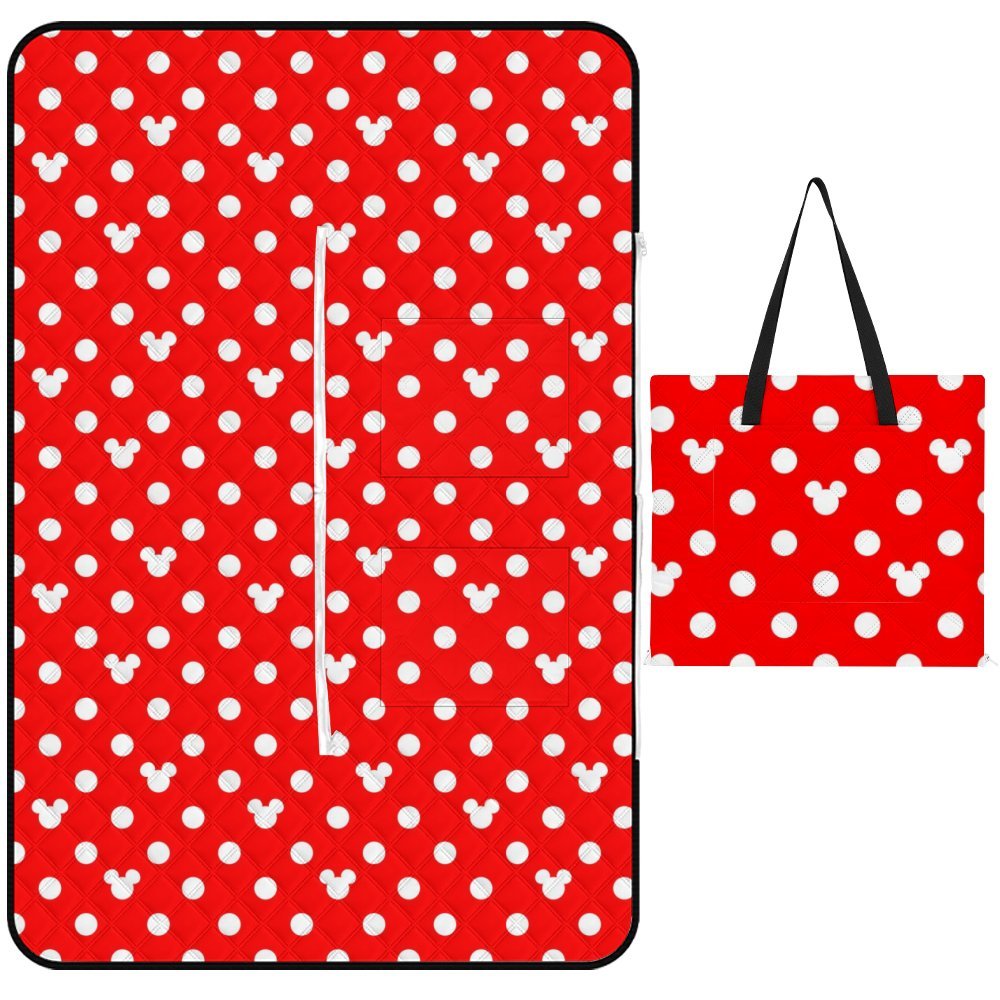 Red With White Mickey Polka Dots Zipper Picnic Mat